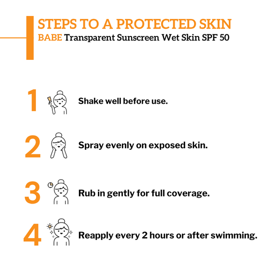 BABE Transparent Sunscreen Wet Skin SPF 50