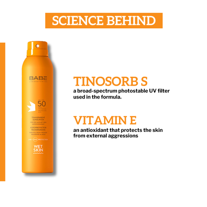 BABE Transparent Sunscreen Wet Skin SPF 50 – Invisible Water-Resistant Sun Protection